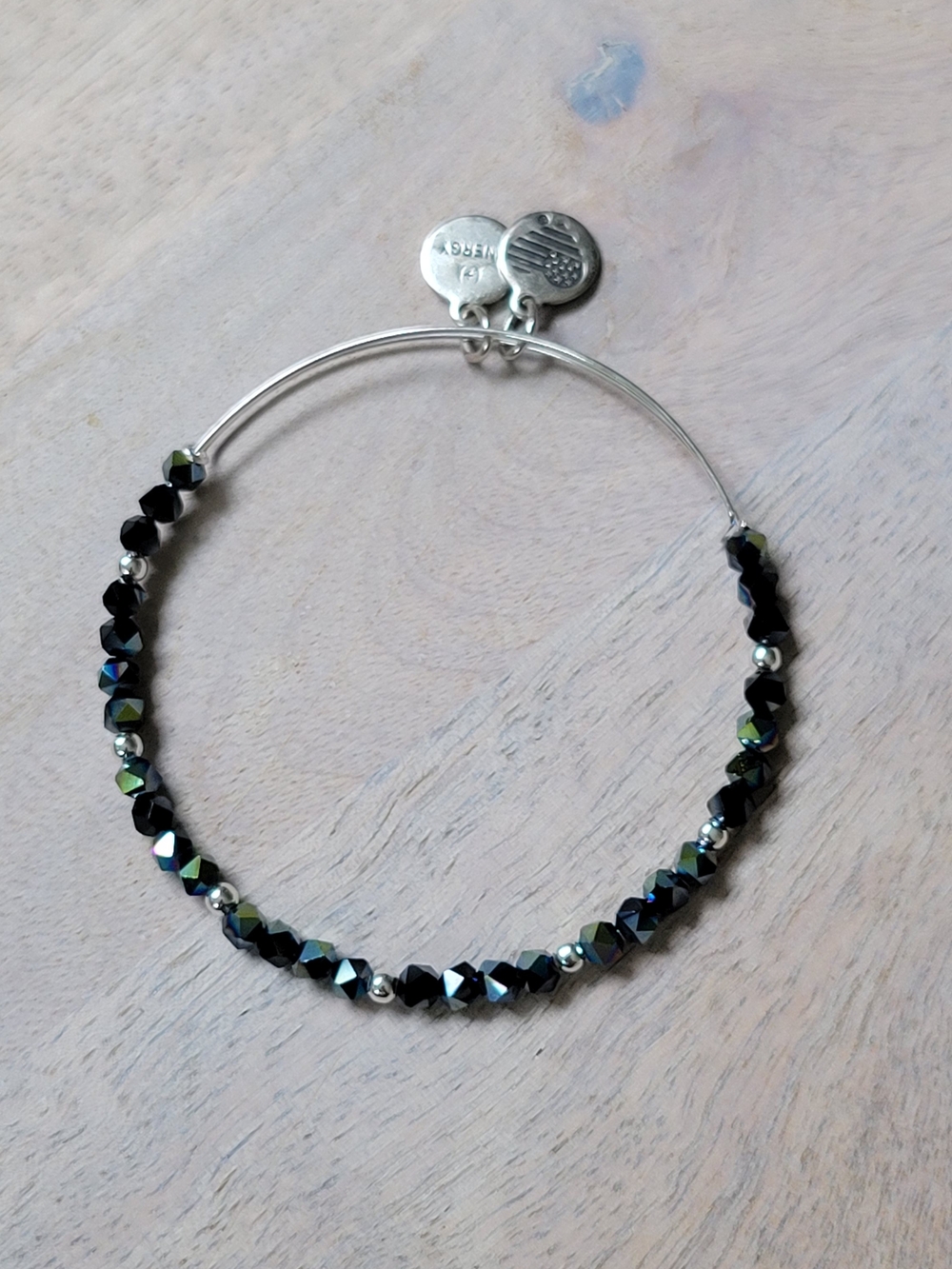 Alex and Ani Black Iridescent Beaded Expandable Bracelet